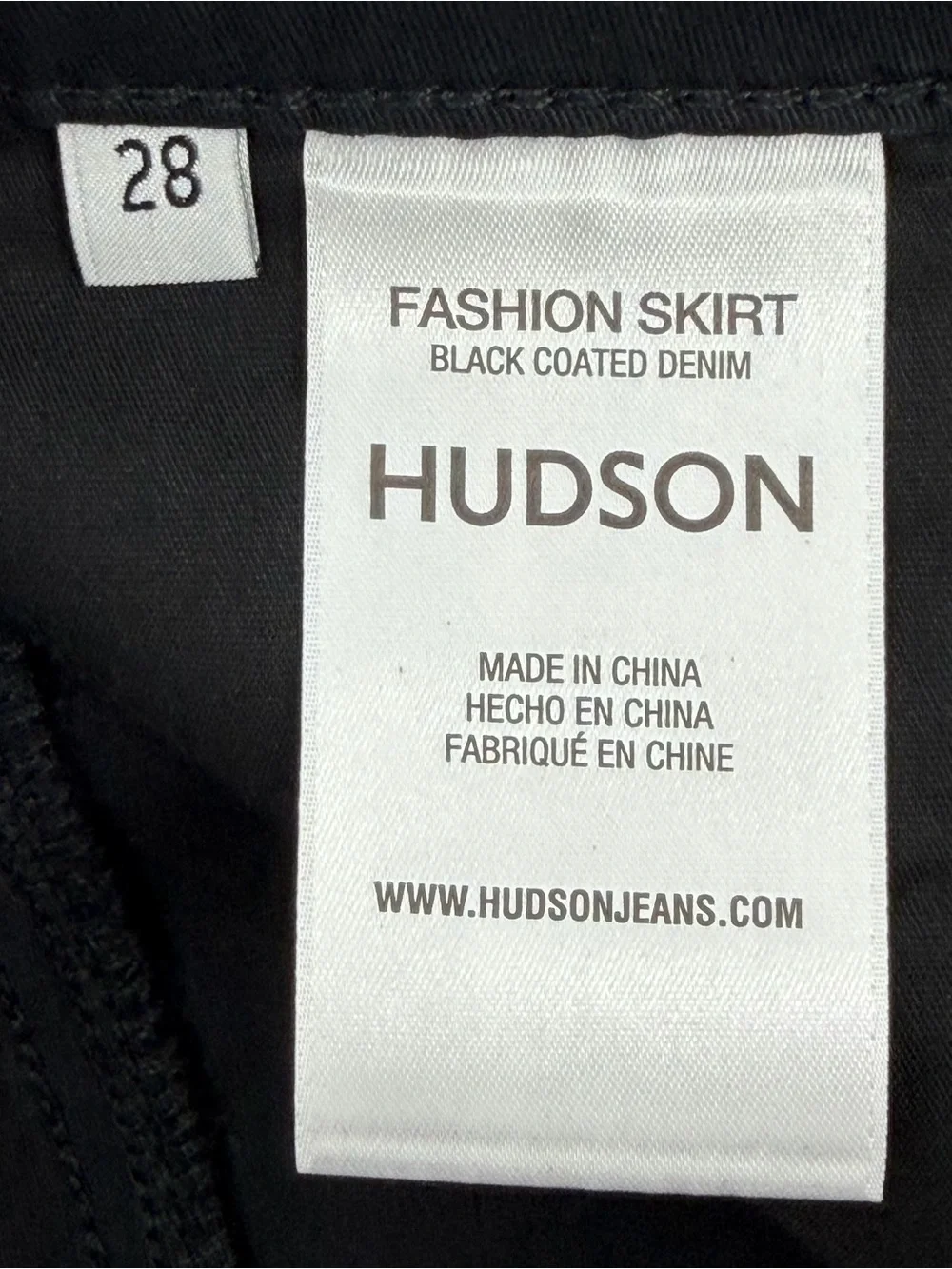 Hudson Black Coated Denim Midi Maxi Fashion Skirt Front Slit Size 28